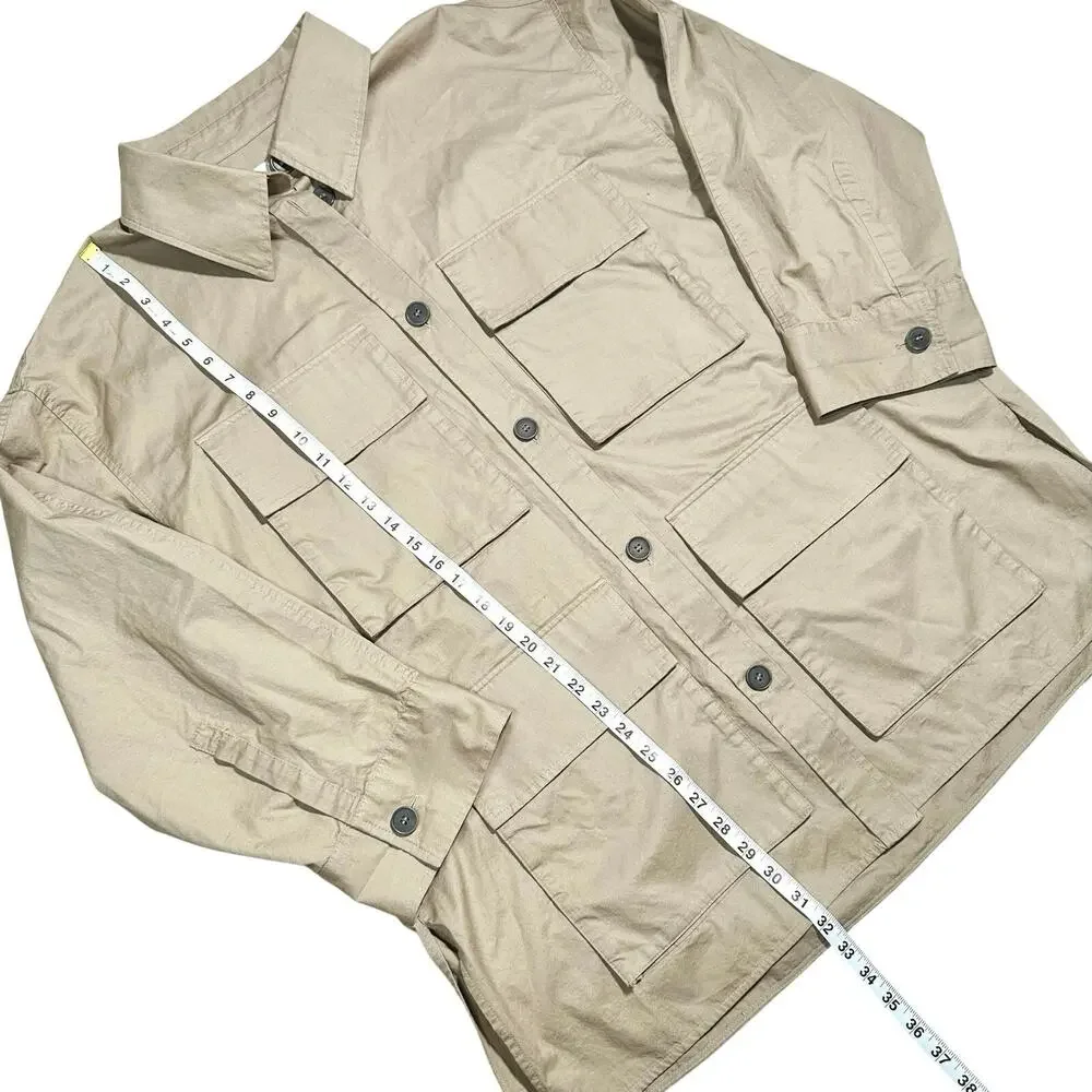 H&M | Women | Neutral Tan Cotton Twill Safari Utility Shirt Jacket | Size XL